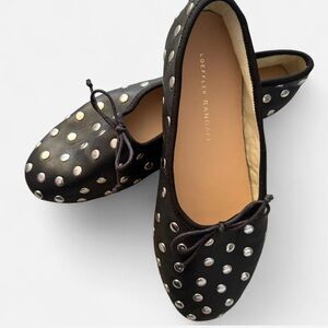 Loeffler Randall Black Flats with Silver Accents